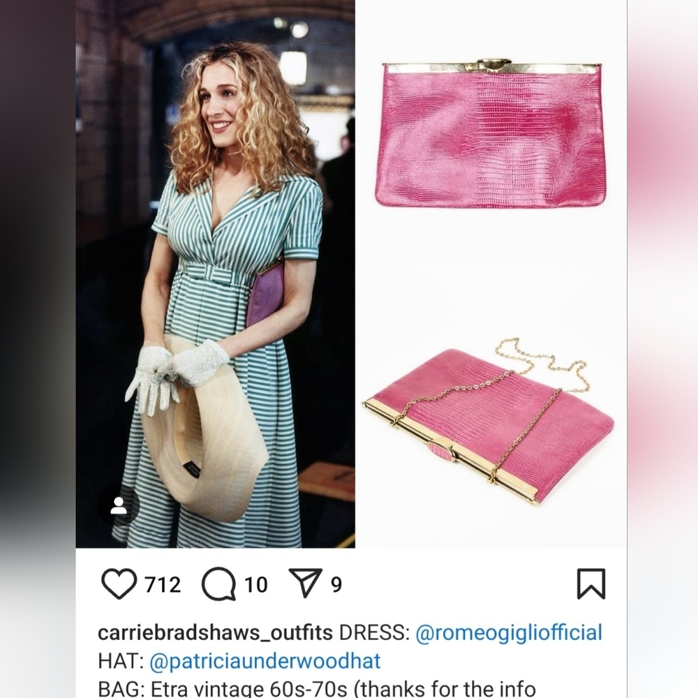 Carrie Bradshaw's Vtg Pink Clutch By Etra